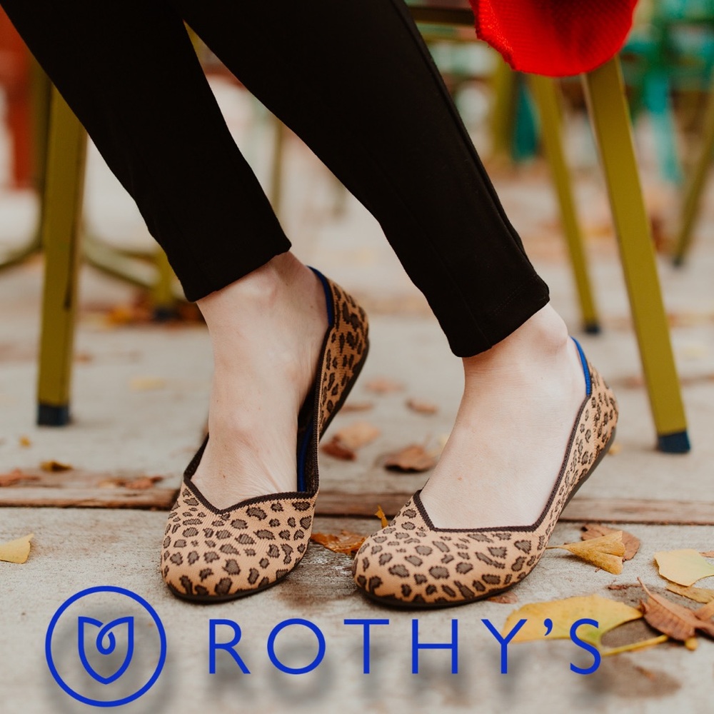 Rothy's Retired Leopard Cheetah Animal Print The
Flat Round Shoes Size 8